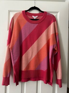 Time and Tru Diagonal Striped Crewneck Sweater - Pink, Coral, Mauve Size XXL